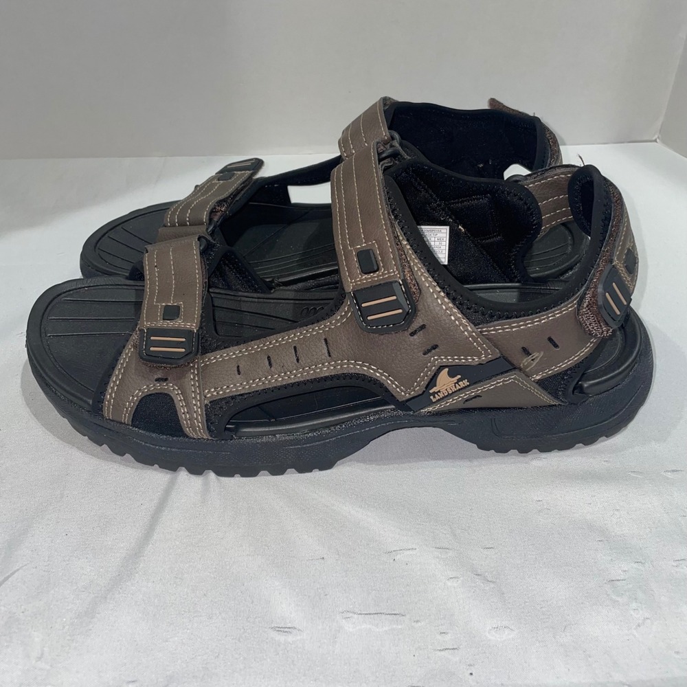 Landshark Mens Brown Sport Sandals Triple Strap Outdoor‎ Trail Shoes Size 12 - Picture 2 of 9